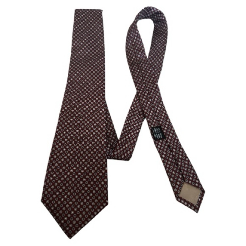 Paco Rabanne Paris vintage Silk Tie with Burgundy and White Design